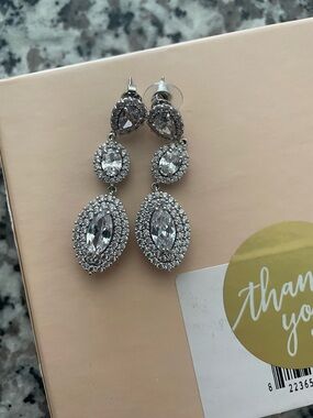 Untamed Petals Silver Crystal Drop Earrings Wedding Jewlery